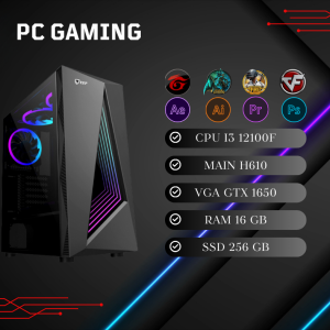 PC GAMING | I3 12100F/ H610/ VGA GTX 1650/ RAM 16GB/ SSD 256GB