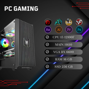 PC GAMING | I3 12100F/ H610/ VGA RX 6600/ RAM 16GB/ SSD 256GB