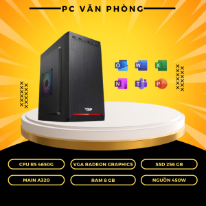 PC Văn Phòng | R5 4650G/ A320/ VGA RADEON GRAPHICS/ RAM 8GB/ SSD 256GB